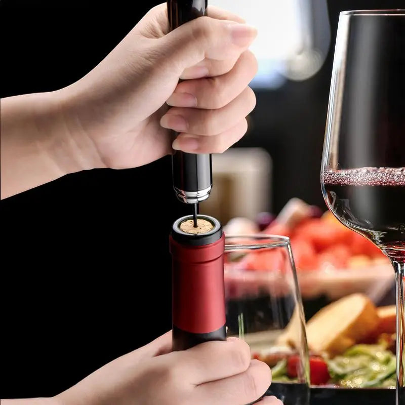 Air Pump Wine Opener Set: includes foil cutter, drip-proof pourer and vacuum wine stopper